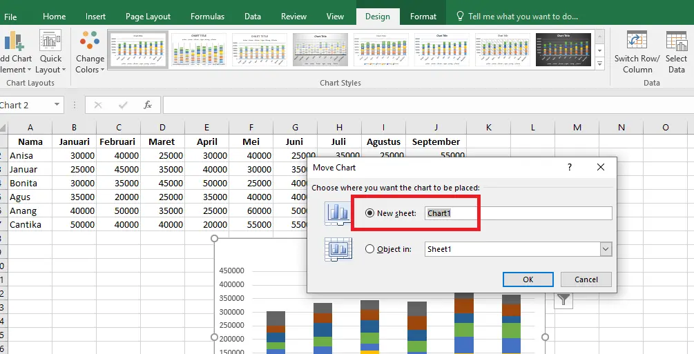 16. Cara Membuat Grafik Excel