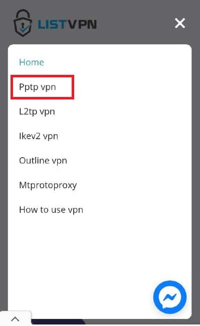 Klik PPTP VPN seperti gambar berikut